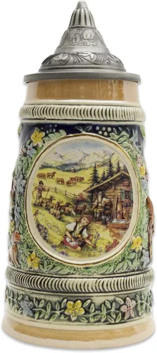 Vista 11 de Descenso de la visualización en Alemania Esencia de Europa Regalos e.h.g. Collectible cerveza de cerámica con tapa de metal