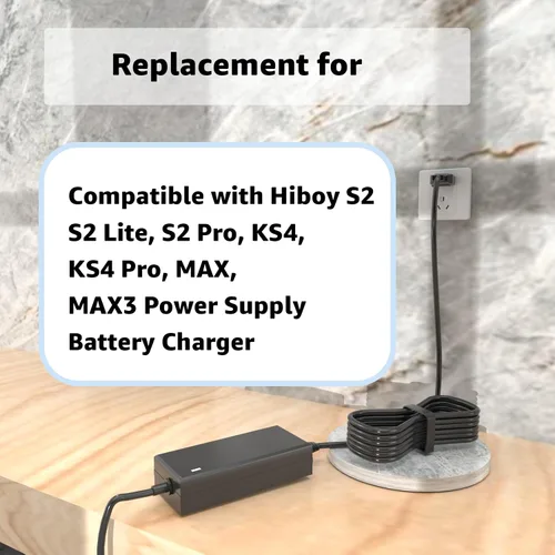 Vista 2 de Cargador para Hiboy S2 Pro, S2, KS4, KS4 Pro, fuente