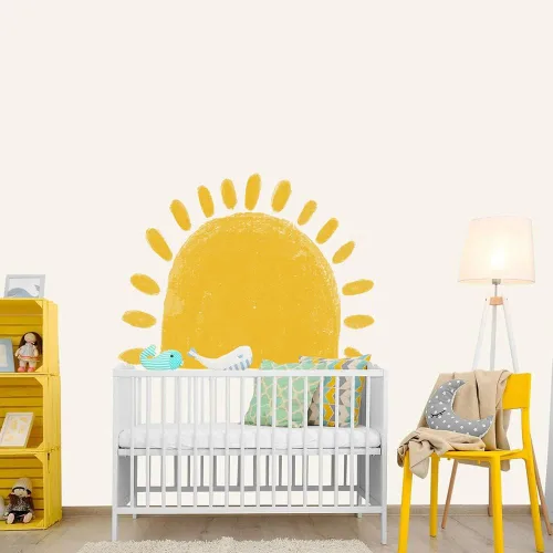 Vista 8 de Calcomanía de pared de medio sol para habitación de los niños, calcomanías de pared de vinilo, calcomanías de pared de guardería, calcomanías