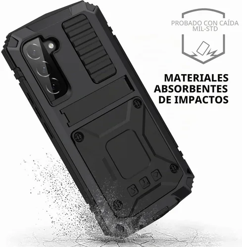 Vista 2 de Simicoo Compatible con Samsung S22 - Funda protectora híbrida de silicona y metal con soporte, a prueba de golpes de grado militar, resistente