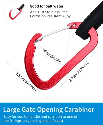 Vista 6 de OCEANBROAD Correa de remo de kayak estirable con cuerda de lanyard para SUP, kayak, botes, canoa, caña de pescar, 4-7 pies 4-7ft Strechable, Kayak