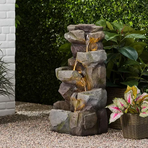 Vista 2 de Christopher Knight Home Fuente Candler para exteriores, gris piedra