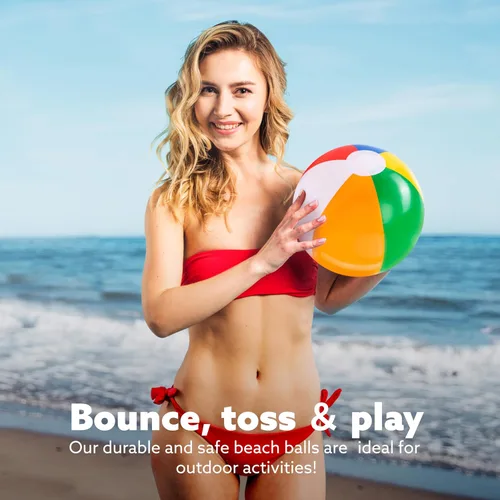 Vista 9 de JOYIN Paquete de 12 pelotas de playa de 12 pulgadas, juguetes inflables clásicos a granel para piscina, juegos de adultos y niños, suministros