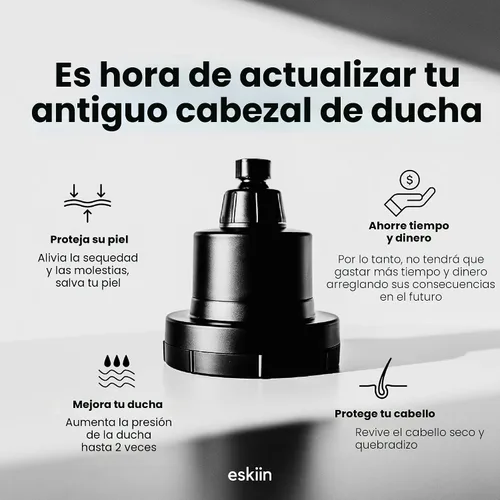 Vista 6 de Eskiin Cabezal de ducha filtrado, el mejor cabezal de ducha con filtros para un cabello y piel saludables, suavizante de agua de alta presión