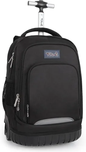 Vista 18 de Tilami Mochila con ruedas para niños de 18 pulgadas, mochila para computadora portátil, bicicleta