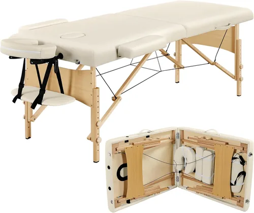 Vista 10 de Yaheetech - Mesa de masaje portátil, camas para pestañas, cama de spa, sofá de masaje plegable, mesas de spa ajustables, plegables en 2 con bolsa