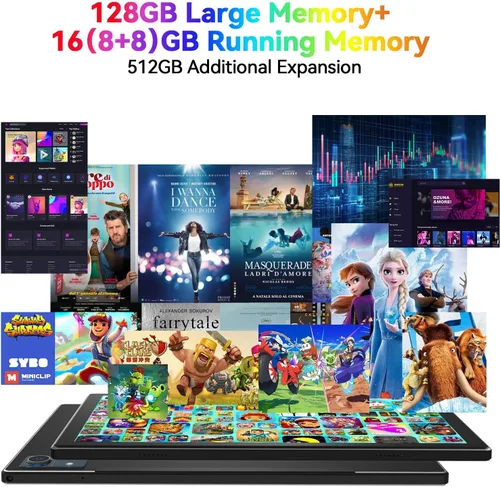 Vista 2 de Última tableta Android 14 2026, 128 GB+16 (8+8 expandir) GB/512 GB Expand, tabletas Octa-Core con WiFi 5G, batería de 8000 mAh, tabletas de 10.1