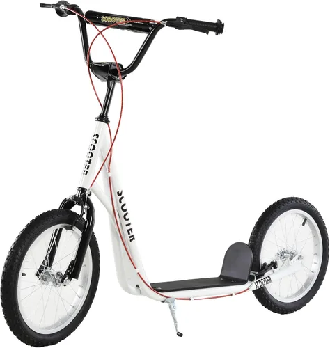 Vista 11 de Aosom Patinete para jóvenes, patinete para niños de 5 años en adelante, carga máxima 100 kg, con manillar ajustable, ruedas inflables de 16", frenos