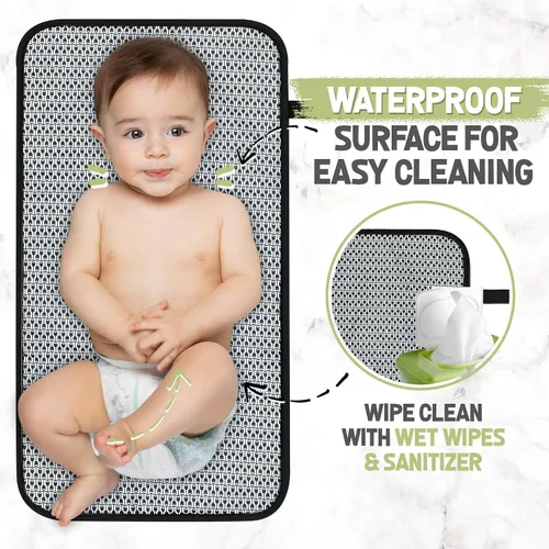 Vista 4 de KeaBabies Cambiador de pañales portátil y organizador de pañales para bebé, tapete cambiador plegable impermeable para bebés, organizador grande