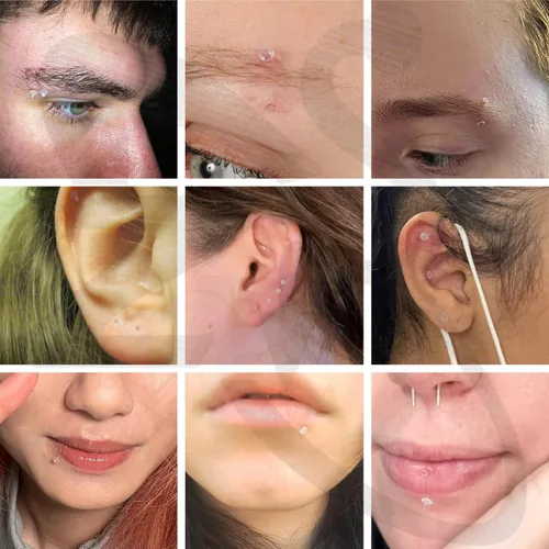 Vista 2 de ZS 4 pares de piercings de cejas transparentes de 16G y 14G, retenedores de plástico para el vientre y labios, aretes de acrílico Bioflex Daith Rook