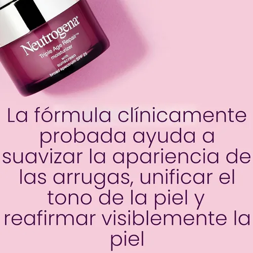 Vista 2 de Neutrogena Triple Age Repair Hidratante Facial - con Tecnología Hexinol y Vitamina C, Crema Facial Antiarrugas con SPF 25, Reduce Visiblemente