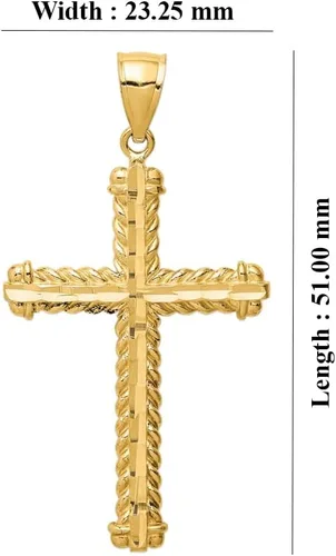 Vista 5 de Diamond2Deal Colgante de cruz de oro amarillo de 14 k con corte de diamante, joyería fina para mujer (L- 1.713 in, W- 0.915 in), Metal