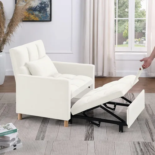 Vista 6 de Linique Sofá cama multifuncional con almohada, sofá convertible 3 en 1 de terciopelo suave, silla de cama extraíble para sala de estar, dormitorio