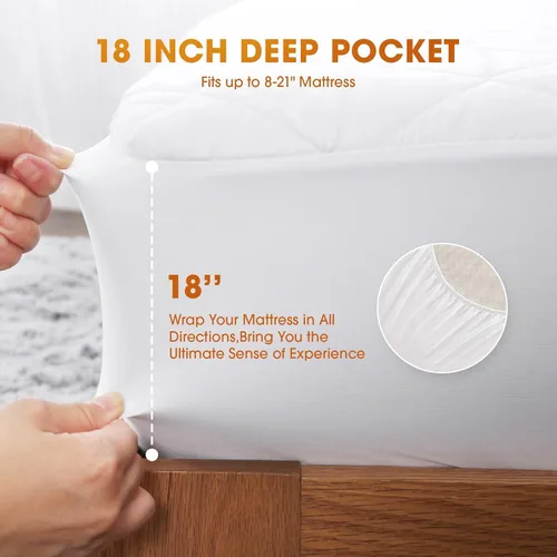 Vista 5 de Protector de colchón térmico tamaño individual, protector de colchón eléctrico con funciones de precalentamiento, calentador de cama con controlador