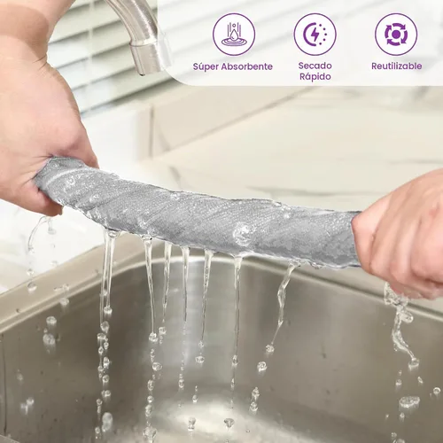 Vista 4 de Paños de limpieza de microfibra multiusos, paquete de 12, 16 Gris