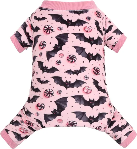 Vista 9 de CuteBone - Pijama de Halloween para perro, enterizos para cachorros, ropa suave para gatos, abrigo de Navidad para mascotas, cómodo traje de cuerpo