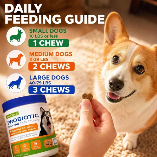 Vista 6 de Probióticos para perros, masticables digestivos, calabaza