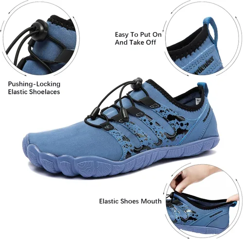 Vista 4 de YESMOLA Mens Water Shoes Beach Barefoot Shoes Wide Toe Five Finger Swim Aqua Shoes for Pool Fishing River Surfing