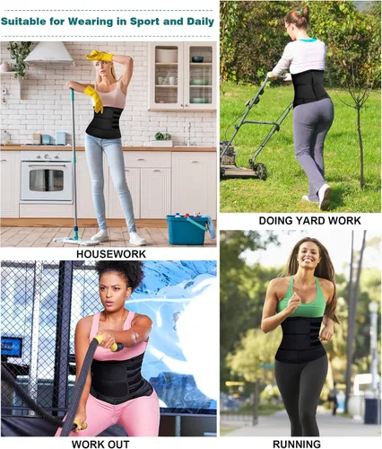 Vista 7 de SUNACGO Entrenador de cintura de sudor para mujer, corsé reductor de cintura, faja deportiva, faja moldeadora de cuerpo, cinturones de vientre
