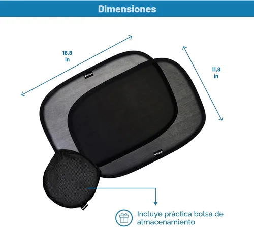 Vista 3 de Enovoe - Paquete de 2 persianas para ventana de automóvil, 19 x 12 pulgadas, para SUV, sedanes y camiones, protege al bebé de los rayos UV