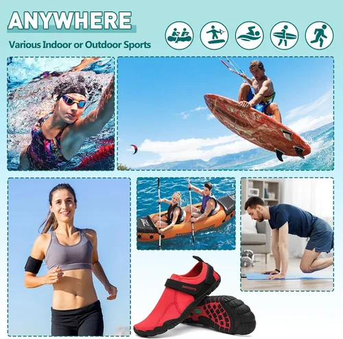 Vista 6 de SAGUARO Zapatos de agua para hombre y mujer, secado rápido, para natación, surf, playa, kayak, zapatos descalzos, puntera ancha