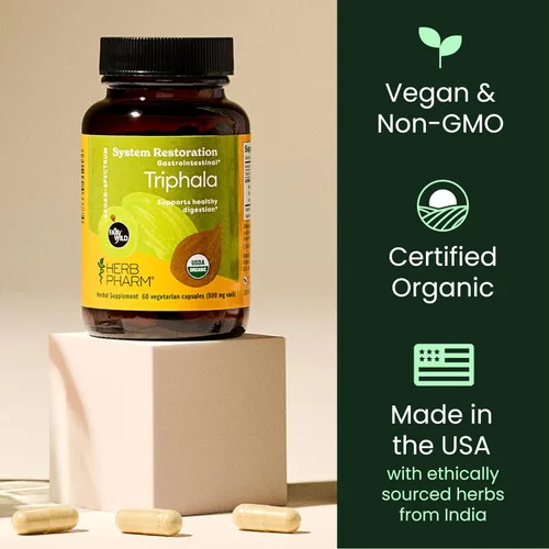 Vista 5 de Herb Pharm Cápsulas Triphala: USDA Organic Cleansing & Desintoxication Support & Digestive Health Support with Amla, Haritaki & Bibhitaki