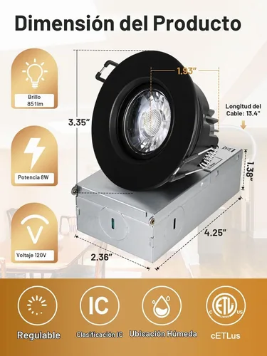 Vista 9 de POPANU Foco giratorio de cardán empotrado sin canless de 5 CCT de 3 pulgadas, lámpara de techo de globo ocular de 3 pulgadas, luces empotrables Negro