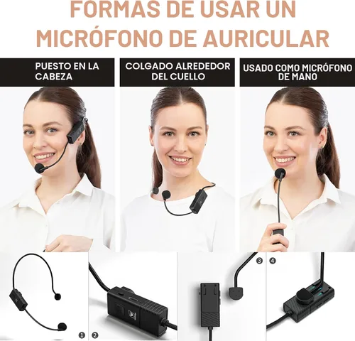 Vista 7 de WinBridge S97 60W Potente amplificador de voz con micrófonos inalámbricos duales