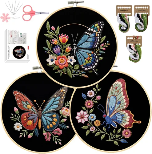 Vista 16 de Santune Paquete de 4 kits de bordado para principiantes, kits de punto de cruz y punto de aguja para adultos, juegos de punto con patrón de abeja