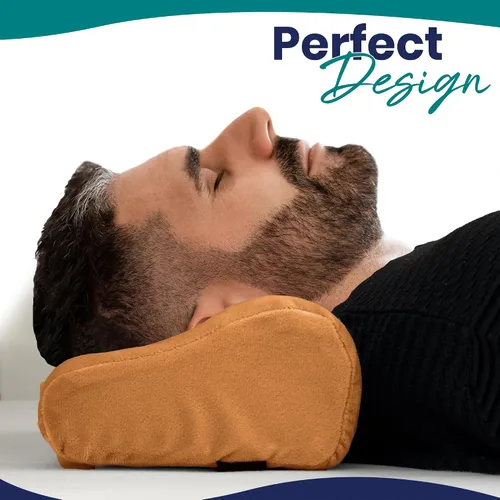 Vista 3 de Almohada para reposacabezas de espuma viscoelástica para sillón reclinable, almohada cervical en forma de B con correa estabilizadora, respaldo