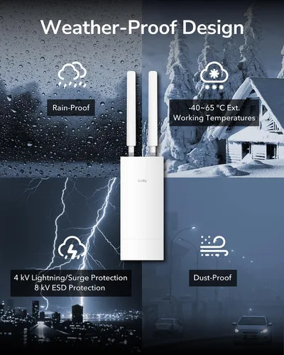 Vista 6 de Cudy AC1200 Extensor de alcance Wi-Fi, IP65, PoE, malla, OpenWRT, RE1200 para exteriores OpenWRT-Ready, 867+300 Mbps wifi 5, adaptador PoE de 24V