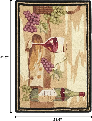 Vista 2 de SAFAVIEH Chelsea Collection - Alfombra decorativa de 1 pies 8 pulgadas x 2 pies 6 pulgadas, color negro, lana de campo francesa enganchada a mano