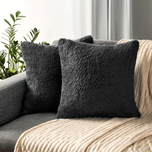 Vista 15 de PAVILIA Fundas de almohada esponjosas de color marfil crema, fundas de almohada decorativas para cama, sofá, funda de cojín de piel sintética suave