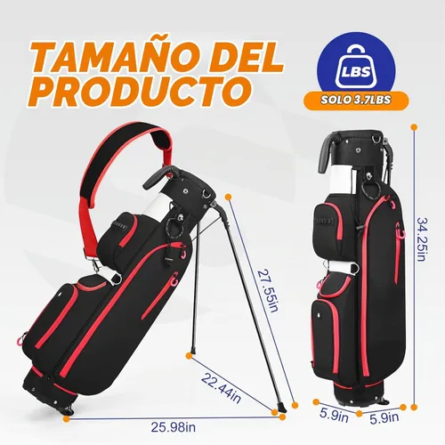 Vista 4 de Par 3 Bolsa de soporte de golf con divisor de 3 vías y cifrado 900D Negro