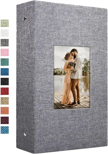 Vista 10 de Vienrose - Álbum de fotos de 4 x 6 pulgadas, 100 páginas, cubierta de lino con ventana frontal, para bebés, bodas, familias, niños y aniversarios