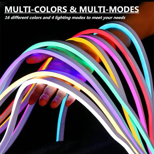 Vista 7 de SYMHMT - Tira de luz LED RGB de neón, CA 110 V/multicolor, regulable, multimodos, impermeable, flexible, con control remoto (32.8 pies, RGB)