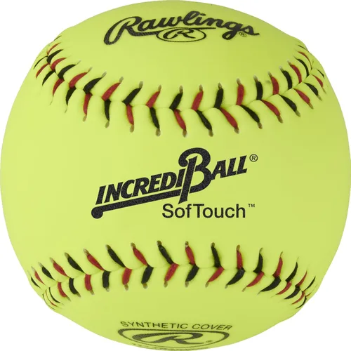 Vista 3 de Rawlings Pelotas de sóftbol Incredi-Ball amarillas Softstitch Opciones de 11" y 12" Opciones de cubierta de tela y cuero sintético 12