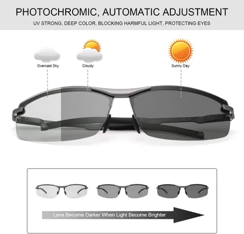 Vista 2 de YIMI Gafas de sol fotocrómicas polarizadas para hombres y mujeres deportes al aire libre conducción antirreflejos UV400 protección z87 gafas