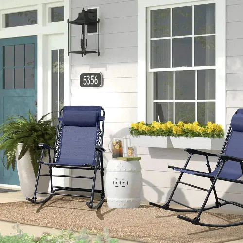 Vista 7 de Devoko - Silla de columpio para patio de gravedad cero, reclinable amplia para exteriores, con reposacabezas y almohada, para césped, playa