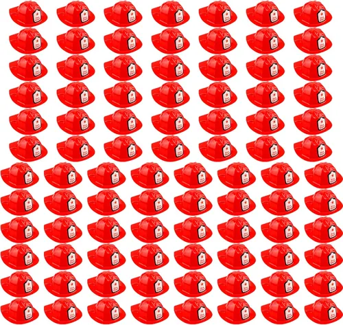 Vista 8 de 48/54/ 90 Pcs Pack Firefighter Hats Bulk Red Fire Chief Helmets Plastic Fireman Hat for Halloween Firefighter Party