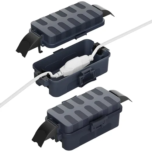 Vista 9 de IP55 Pequeña caja eléctrica al aire libre impermeable, para regleta Inner 5.9 x 3.2 x 1.8inch, Extension Cord Cover with Detachable Awning Covers