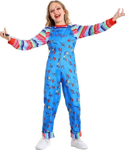 Vista 4 de Disfraz de muñeca asesina para niños, disfraz de Halloween de terror