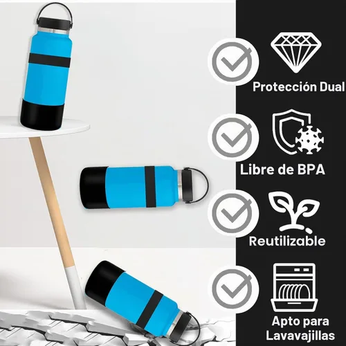 Vista 2 de Greant Funda protectora doble para botella de agua compatible con Hydro Flask, funda flexible de silicona compatible con funda Hydroflask, funda