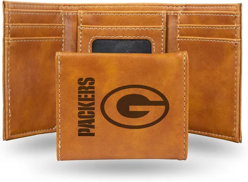 Vista 10 de Rico Industries Carteras grabadas con láser de los Green Bay Packers de la NFL, Negro, Billetera