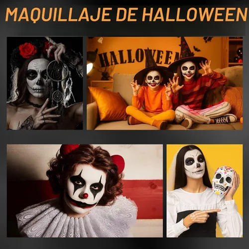 Vista 11 de Kit de maquillaje de payaso de Halloween, pintura corporal facial