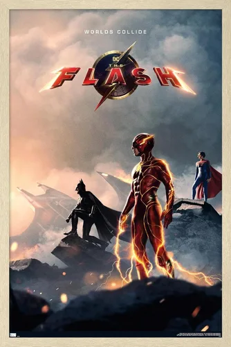 Vista 7 de Trends International DC Comics Movie The Flash - Póster de pared de una hoja, 22.4 pulgadas de largo x 14.7 pulgadas, versión enmarcada de madera