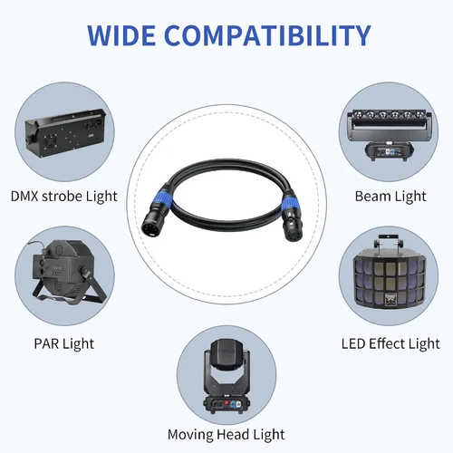 Vista 7 de SMALL-EYE Cable DMX de 5 pines, paquete de 2 unidades de 3 pies, cable de iluminación de escenario macho a hembra de 4 núcleos para controlador