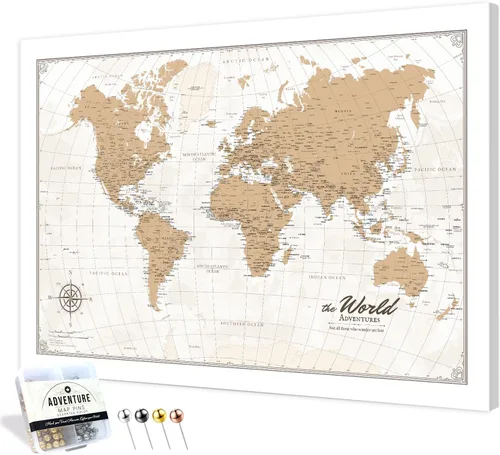 Vista 17 de IPIC - Lienzo con mapas de EE. UU. para decoración de pared, mapa con pin de empuje para marcar viajes, mapa de viaje impreso de EE. UU.