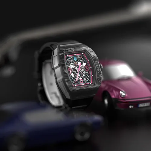 Vista 3 de DAVIS ELVIN - Reloj automático para hombre, reloj de pulsera de barril de vino con movimiento de reloj suizo impermeable, relojes mecánicos que