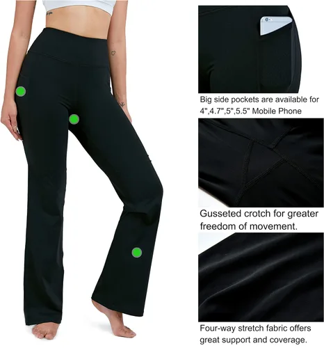 Vista 4 de Pantalones largos de yoga para mujer, tamaños 28, 30, 32.0in, 34, con bolsillos